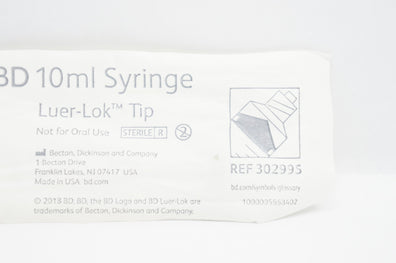 BD 302995 Syringe, Luer-Lok Tip, 10 mL